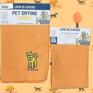 Life Is Good Marigold Doggy Patch Microfiber Finished Edges Pet Drying Towel